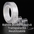 Bandă Dublu-Adezivă, Transparentă, Reutilizabilă